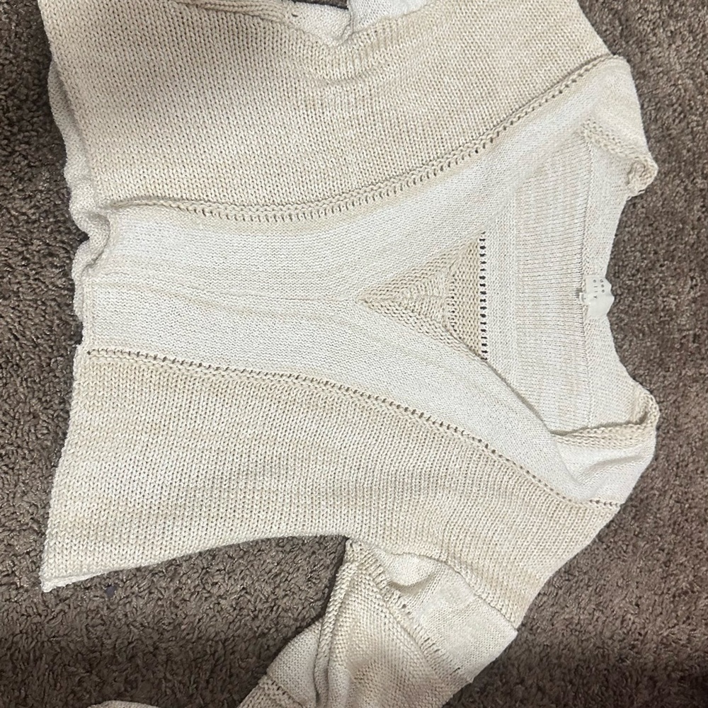 Cream V-Neck Women's Sweater